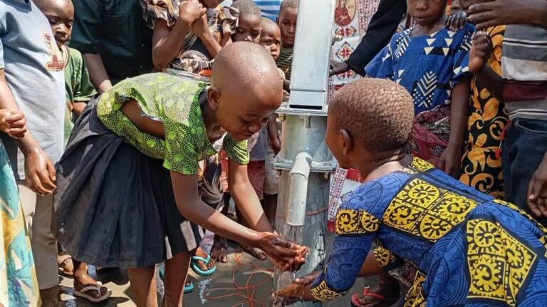 New borehole in a poor village in Tanzania